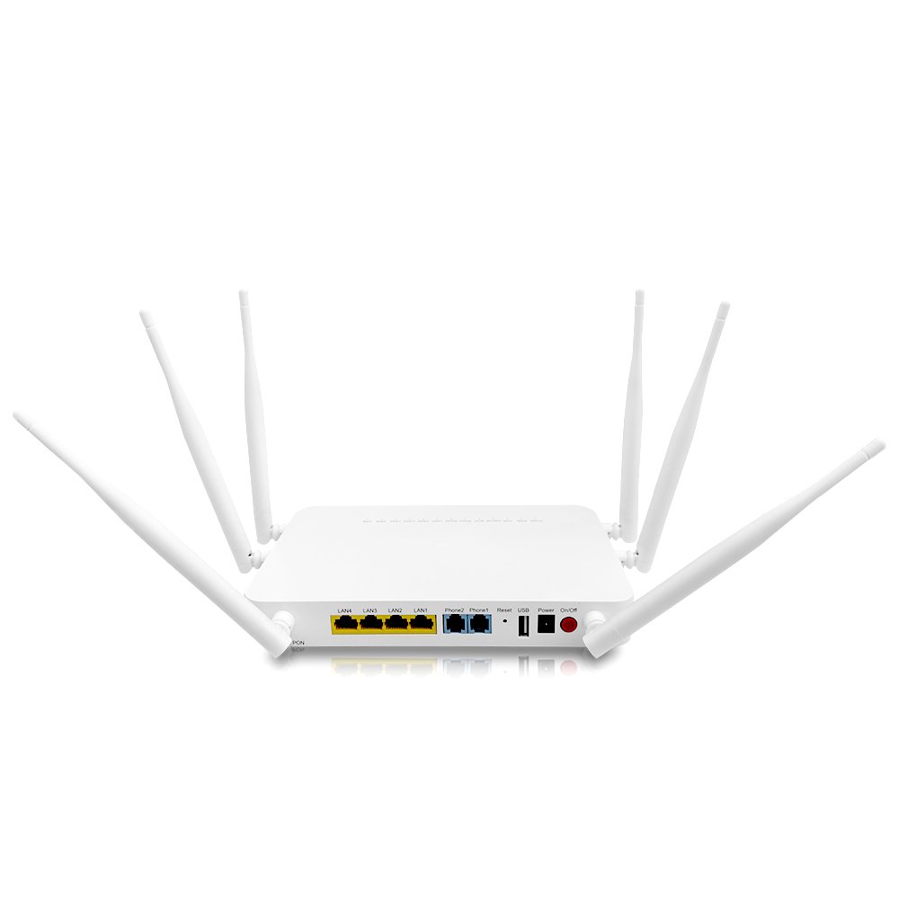 English Firmware 6 Antenna Zte F680 4ge+2pots+high Dual Band Wifi Gpon Ont Onu F680